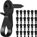 24 Pack Christmas Light Clips Hooks,Light Hooks for Outdoor String,Christmas Light Hangers Hook Screws for Hanging Hholiday,Black Small Screw Hook for Patio Light,Plants,Wind Chimes