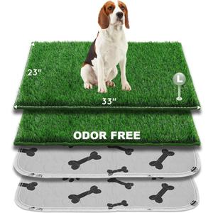 Dog Pee Grass with Washable Pee Pads for Dog Litter Box 2 Sets, Large Ultra-Absorbent Artificial Grass Pads for Dogs Potty Grass with Reusable Puppy Pads for Indoor Potty Training