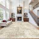 12x15 Area Rug for Living Room – Extra Large Modern Neutral Abstract Washable Carpet, Soft Low Pile Non-Slip Stain-Resistant Oversized Rug for Bedroom Dining Room Home Office (Warm Beige)