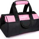 Pink Tool Bag for Women With 13-Inch Wide Mouth Double Zippers,Tool Bag With 8 Pockets Outside and 2 Pockets Inside(PINK)