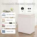 OIAHOMY Laundry Hamper with Lid, 90L(23.8 Gal) Large Wicker Laundry Basket for Bedroom, Handwoven Paper Rope Clothes Hamper with Washable Liner & Metal Frame, Decorative Organizer for Bathroom White