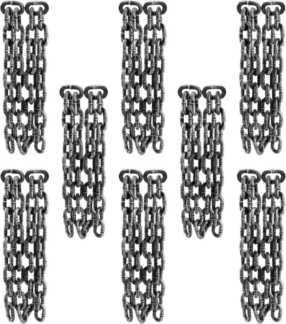8 Pack 6 Feet Halloween Chains Plastic Prison Chain Props for Halloween Haunted House Decoration Cosplay Supplies
