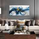 Fuwobriva Large Abstract Canvas Wall Art for Living Room Blue White and Gold Minimalist Line Artwork for Office Bedroom 20"x40"