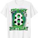 Its My 8th Birthday Boys Soccer 8 Years Old Party Matching T-Shirt, White, Small