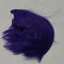 Short Purple Anime Cosplay Wig Dark Purple Straight Bob Wigs + Red Gem + Wig Cap 14'' Synthetic Hair for Women Halloween Costumes Party