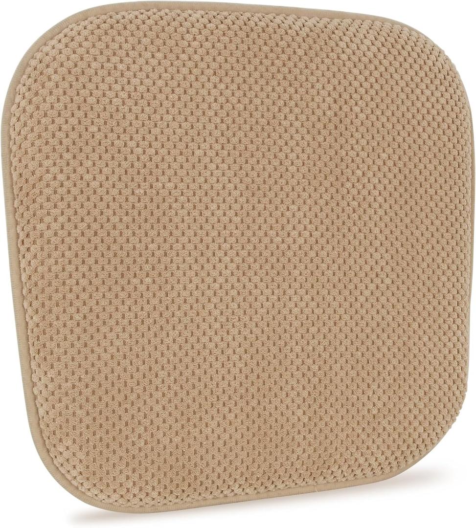 Khaki Kitchen Chairs Cushions Non Slip Foam Office Seat Cushions Washable Soft Thick Pads Large Wooden Metal Tapered Dining Chair Cushions,17" x 15"