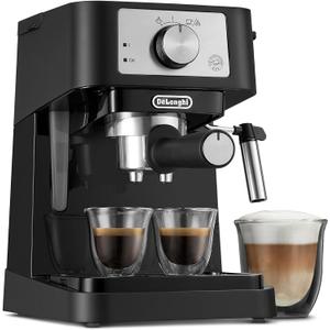 De'Longhi Stilosa Manual Espresso Machine, Compact Coffee Maker, 15 Bar Pump Pressure, Manual Milk Frother Steam Wand for Authentic Single & Double Espresso, Lattes & Cappuccinos, Tamper Included