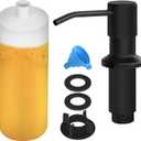 Soap Dispenser for Kitchen Sink, Built in Sink Soap Dispenser Lotion Dispenser with 17 OZ Bottle, Refill from The Top Bar Sink Soap Dispenser, Black (1 Pack)