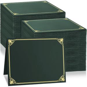 150 Pcs Certificate Holders Bulk, Hunter Green Diploma Covers Gold Foil Border, Document Covers for Letter Size 8.5x11" Award Certificates, Cardstock, Document Papers, Graduation
