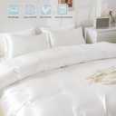 HOdo Home Satin Duvet Cover Queen Size, 3PCS Silk Like Comforter Cover, Ultra Soft and Breathable Bedding Set with Zipper Closure & Corner Ties  White, Queen/Full(No Comforter)