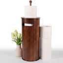 Toilet Paper Stand with 3-Roll Tissue Holder for Boho Bathroom, Free Standing Bamboo Toilet Paper Holder, Wood Toilet Paper Storage with Lid.