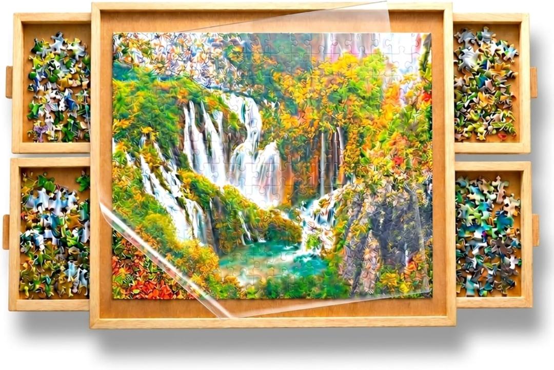 1000 Piece Puzzle Board with Drawers and Cover - 4 Drawers, Wooden Jigsaw Puzzle Table | 30” X 22”| Jigsaw Puzzle Board - Portable Puzzle Tables for Adults and Kids by Beyond Innoventions