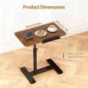 Overbed Bedside Table with Wheels, Tiltable Hospital Bed Table Over The Bed, Pneumatic Adjustable Rolling Laptop Desk, Mobile Standing Desk for Hospital and Home Use Walnut, 23.62 x 15.75 x 31.5 inches