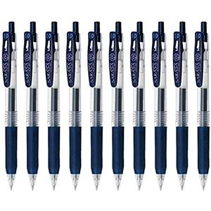 Zebra Sarasa Clip 1.0 Retractable Gel Ink Pen, Rubber Grip, 1.0mm, Blue Black Ink, Value Set of 10