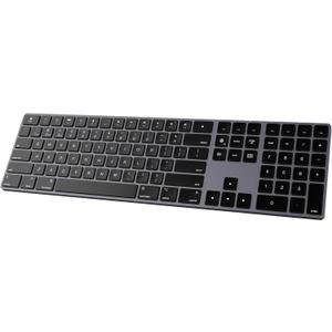 Bluetooth Slim Keyboard for Mac, Aluminum Rechargeable Keyboard Wireless, Low-Profile Silent Flat Key Compatible with Apple iMac, MacBook, Mac and iOS, Full Size - Space Gray