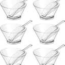 Sawysine 12 Pcs Plastic Clear Serving Bowls with Kitchen Plastic Scoops Salad Serving Bowls Popcorn Scoops Angled Candy Container for Salad Cooking Parties, 210 ml