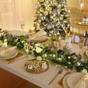 Valery Madelyn 9 Feet Pre-Lit Christmas Garland with Lights for Mantle, Lighted Outdoor Xmas Garland with Black White Balls & Bow for Home Stairs Fireplace Table Centerpiece Indoor Holiday Party Decor