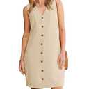 GRAPENT Semi Formal Dresses for Women Summer Dress with Pockets Linen Shift Vacation Womens Outfits Trendy Dresses, Beige, S, US Size 4 to 6, S