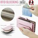 for iPhone 14 Pro Max Wallet Case with Zipper Card Holder & Crossbody Lanyard Strap & Wrist Strap, RFID Blocking PU Leather Magnetic Flip Handbag Purse Case for iPhone 14 Pro Max - Rose Gold