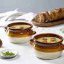KooK French Onion Soup Bowl, French Onion Soup, Crock, Oven Safe Bowl, Ceramic, Handles, Stoneware, Dishwasher, Microwave, Oven & Broil Safe 16oz Standard Capacity & 18oz Full Capacity Set of 4