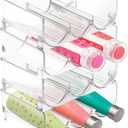 mDesign Plastic Free-Standing Stackable 3 Bottle Storage Holder Rack - Water, Wine, and Drink Organizer Shelf for Kitchen Countertop, Cabinet, Pantry, Fridge, Freezer, 4 Pack - Clear