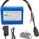 KBT 12V 2400mAh Rechargeable Li-ion Battery, Bare Leads Wire Replacement Battery Pack with Charger Compatible with 12V Devices RC Car, Boat, Robot, DIY, LED Light Strip, CCTV Camera