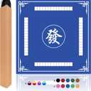 Mahjong Mat, 31.5 in x 31.5 in Mahjong Table Mat for Tile Game, Anti Slip and Noise Reduction Table Cover for Poker Card Board and Dominoes(Blue)