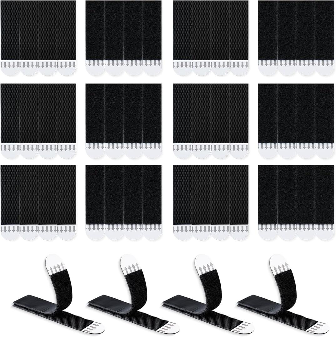 LLPT Picture Hanging Strips Detachable | 24 Pairs (48 Strips) | Medium 0.75" x 2.9" | Picture Hangers Without Nails | Removable Adhesive | for Wall Posters Photos (MB19724) | Black