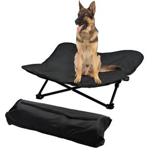 Elevated Dog Bed, Portable Raised Pet Cot for Outdoor and Indoor Folding Dog Cot Bed with Padded Filling Carrying Bag Included Pet Raised Travel Lounger for Camping Traveling, Large (36x36x12inch)