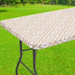 Smiry Rectangle Table Cloth Cover, Waterproof Elastic Fitted Picnic Tablecloth for 4 Foot Tables, Wipeable Flannel Backed Vinyl Tablecloths for Camping, Dining, Outdoor (30" x 48")