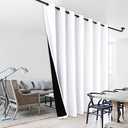 NICETOWN Sound Reducing Room Divider Curtain, Privacy Assured, Full Shading Curtain for Patio Door, Super Heavy-Duty Thermal Backing Sliding Door Drape (White, 1 Panel, 100 inches W x 108 inches L)