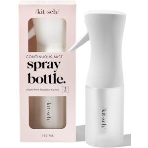 Kitsch Continuous Spray Bottle for Hair  Fine Mist Water Mister & Water Spray Bottle  Recycled Hair Spray Bottle  Spray Bottles for Cleaning, Styling, Plants & More  White, 150ml