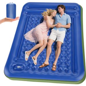 Double Sleeping Pad for Camping, Extra Thick 5 Inch Self-Inflating 2 Person Camping Mattress,with Built-In Foot Pump, Insulated Inflatable Trampoline Mat for Backpacking, Hiking, Tents & Winter