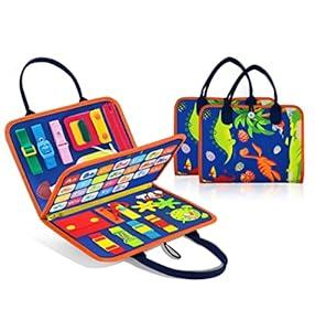 LearnToy Montessori Busy Board for Boys 3 4 5 Year, Sensory Toys for Toddlers 3-6, Ideal for Travel and Preschool - ABCs, 123s, Shapes, Colors, Animals, Weather, Birthday Gifts