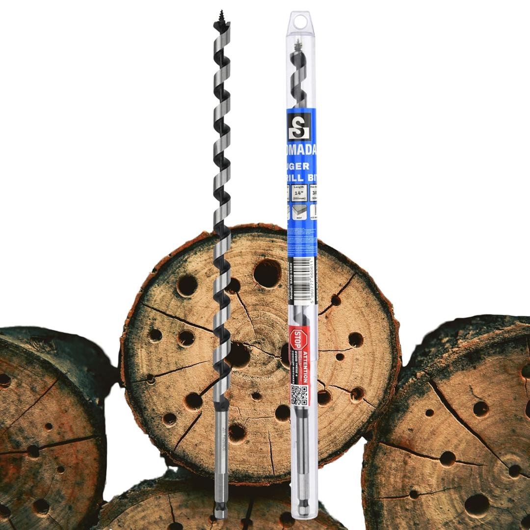 SOMADA 1/2-Inch x 14-Inch Auger Drill Bit for Wood, Hex Shank 3/8-Inch One Piece, Ship Auger Long Drill Bit for Soft and Hard Wood, Plastic, Drywall and Composite Materials SOMADA 1/2-Inch x 14-Inch Auger Drill Bit for Wood, Hex Shank 3/8-Inch One Piece, Ship Auger Long Drill Bit for Soft and Hard Wood, Plastic, Drywall and Composite Materials