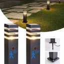 2Pack Motion Sensor Outdoor Floor Lamps Pathway Lights Dusk to Dawn Exterior Pillar Lamps Black Aluminum Poles Lights for Outside, Modern Landscape Path Lamp for Patio, Yard, Garden, Pathway, Driveway