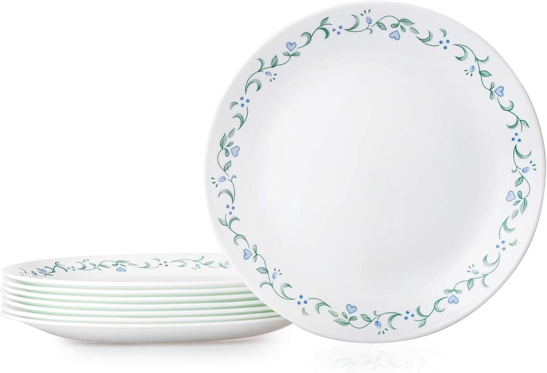 Corelle Vitrelle 10.25" Dinner Plates Set, Triple Layer Glass and Chip Resistant, Lightweight Round Plates, 8-Piece Country Cottage