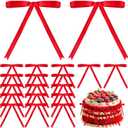 60 Pcs Red Bows for Gift Wrapping, Red Valentines Day Satin Ribbon Bows for Cake Decorating Crafts Treat Bags, 5 x 7 Inch