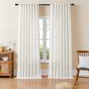 Joydeco Linen Curtains 84 Inch Length 2 Panels Set for Living Room, Light Filtering Drapes 37 Inch Width for Bedroom with Back Tab and Rod Pocket (37x84 inch) (Off-white)