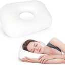 Ear Piercing Pillow for Side Sleepers, Ear Pillows with Holes for Pain, Earring Inflammation Pressure Sores, Cotton Earring Pillow for CNH Side Sleepers with Zipper (White)