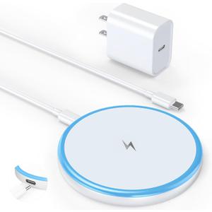 Magnetic Wireless Charger 15W with 20W Adapter & 6ft Cable MagSafe Charger for iPhone 16/15/14/13/12 Pro/Max/Plus/Mini & AirPods 3/2/Pro Fast Wireless Charging Pad for Home, Office, Travel