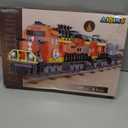 City Train Building Set, Stem Trains Building Toy for Boys Girls Ages 6-14, BNSF Freight Trains Model for Kids and Adult, Stem Locomotive Train Building Blocks, Christmas Birthday Gifts 635 PCS (Orange)