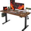 TIQLAB Electric Standing Desk, Adjustable Height Stand up Desk, 55 * 24 Inches Sit Stand Home Office Table with Splice Board, Black Walnut