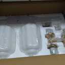 TIBAST Milk Glass Bathroom Vanity 2-Light White Wall Sconce, Vintage Brass