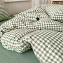 LifeTB Twin XL Comforter Set Green Gingham Comforter for Men Boys Geometric Plaid Comforter Set Grid Checkered Pattern Comforter with 2 Pillowcases Fluffy Soft Plaid Gingham Bedding Set Twin XL