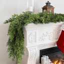 Real Touch Cedar Garland, Christmas Artificial Realistic Faux Cypress Pine Garlands, Christmas Greenery Garland Decorations for Mantle, Table, Stairs, Doorframe, Fireplace, Winter Garlands(9FT)