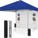 10x10 Pop Up Canopy with Sidewalls, Heavy Duty Instant Canopy Tent for Parties, Events, Camping, One Person Setup - Blue