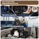 Top and 2 Sides Expandable Pet Carrier 17x11x9.5,TSA Airline Approved Small Dog Carriers for Small Dogs,Soft-Sided Cat Carrier with Self-Locking Zippers for Kitten,Rabbit,Puppy,Guinea Pig Black White