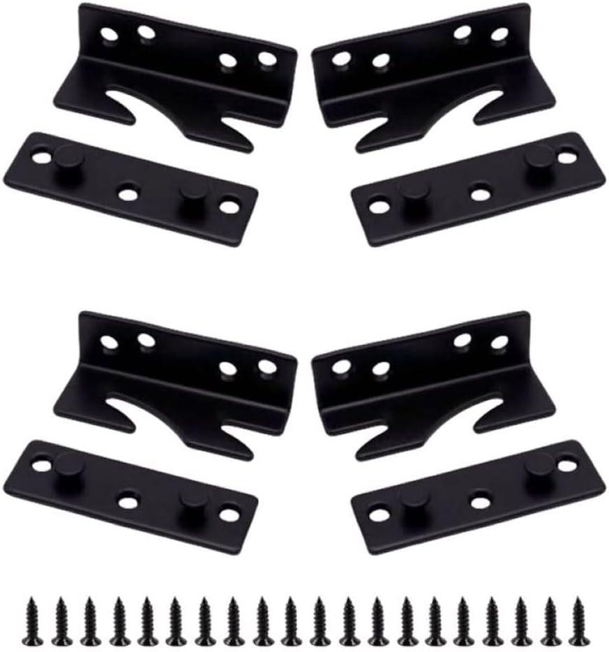 3.3-inch Bed Rail Bracket, 4 Pcs Black Iron headboard Bracket Frame Hardware Bed Hinge