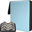 9 Pocket Trading Card Zip Binder - Holds 900 Cards, 50 Pages Large-Capacity,Double-Sided Removable Sleeves, Suitable for Game Cards/Sports Cards Storage,Light Blue